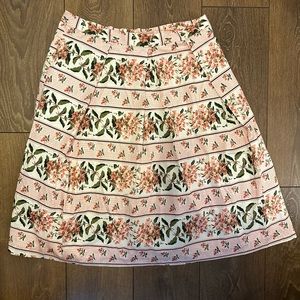 Oasis floral a-line pleated cotton skirt with tulle